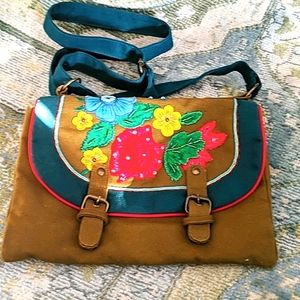 Awesome embellished crossbody canvas bag